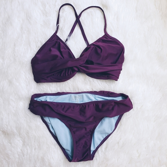 Athleta Other - Athleta Bikini Swimsuit Plum Twist Top 38C/36D/34DD Bottoms size M Bathing suit